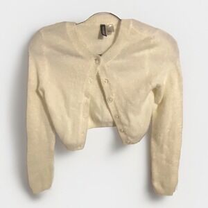 Divided Cardigan Cream Size XS Button Front Cropped‎